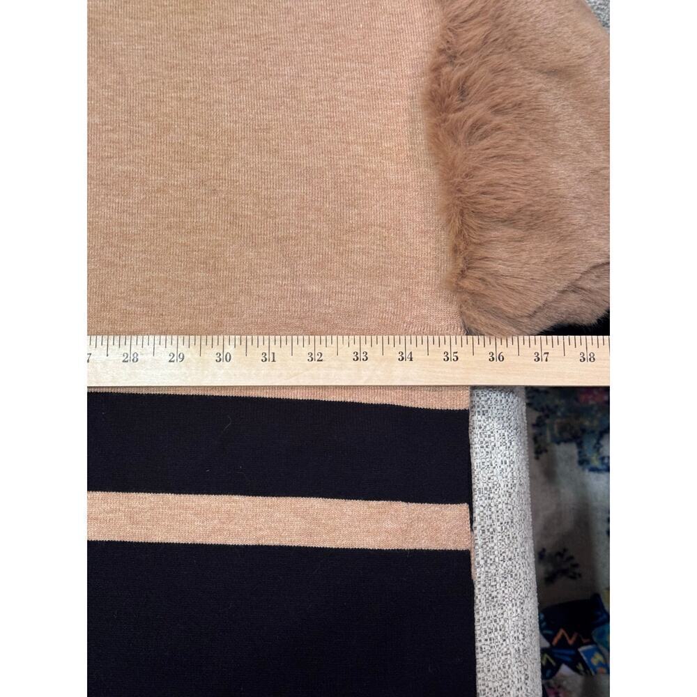 Philosophy Mock Neck Stripe Fur Cuff Poncho Sz XL - Picture 13 of 14